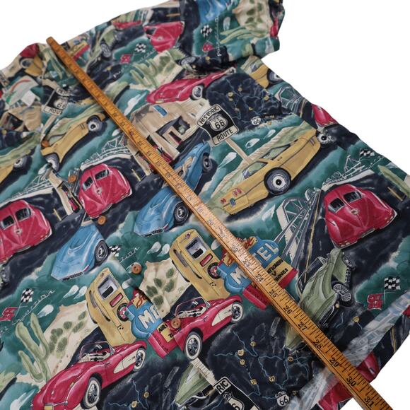Vintage Paradise Found Hot Rod Muscle Car Allover Print Hawaiian Shirt - Picture 9 of 9